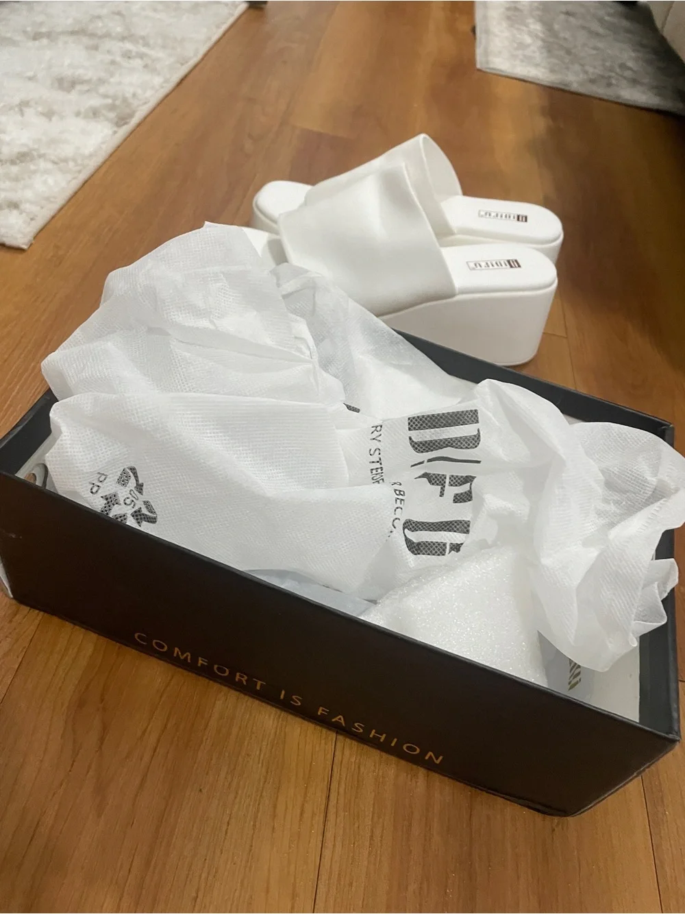 White Platform Slide Wedges for Women